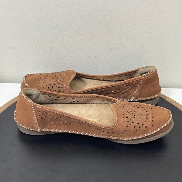 SoftWalk Lindsey Almond Brown Leather Slip-On Flats Womenβ Size 8.5β9 Comfort - Picture 7 of 12